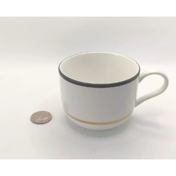 Kate Spade NY Lenox Make It Pop Teacup White Gold, Black Stripes Porcelain New - Picture 4 of 6